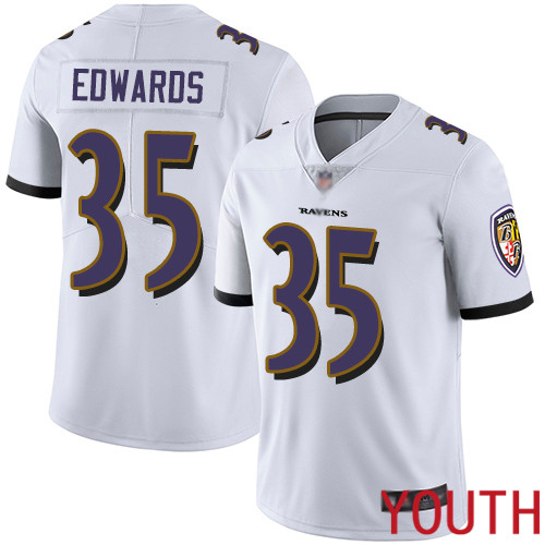 Baltimore Ravens Limited White Youth Gus Edwards Road Jersey NFL Football #35 Vapor Untouchable->youth nfl jersey->Youth Jersey
